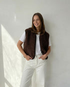 RAW Vest Choco Brown — Czekoladowa Kamizelka Teddy z Wełny Merino