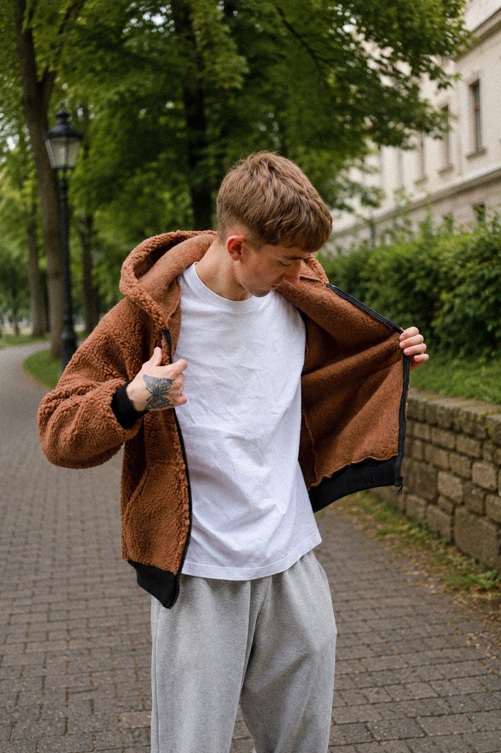 Long Wool Jacket - Brown 