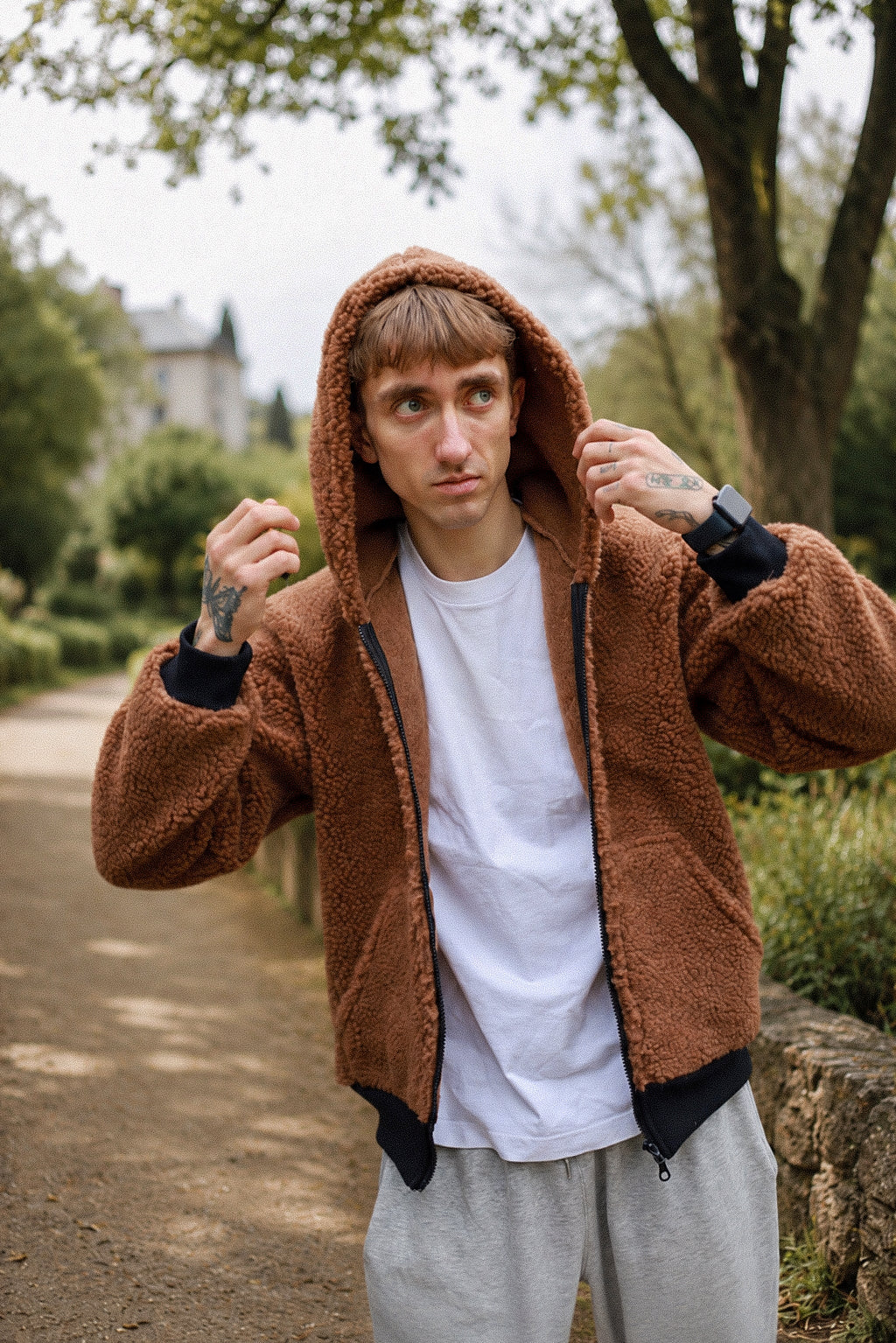 Long Wool Jacket - Brown 