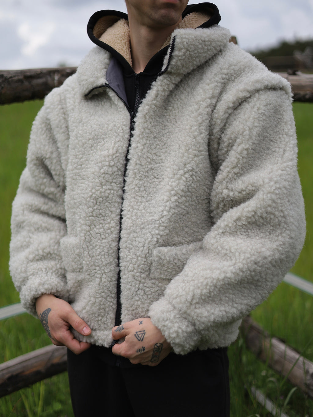 Męska wełniana  kurtka 2w1