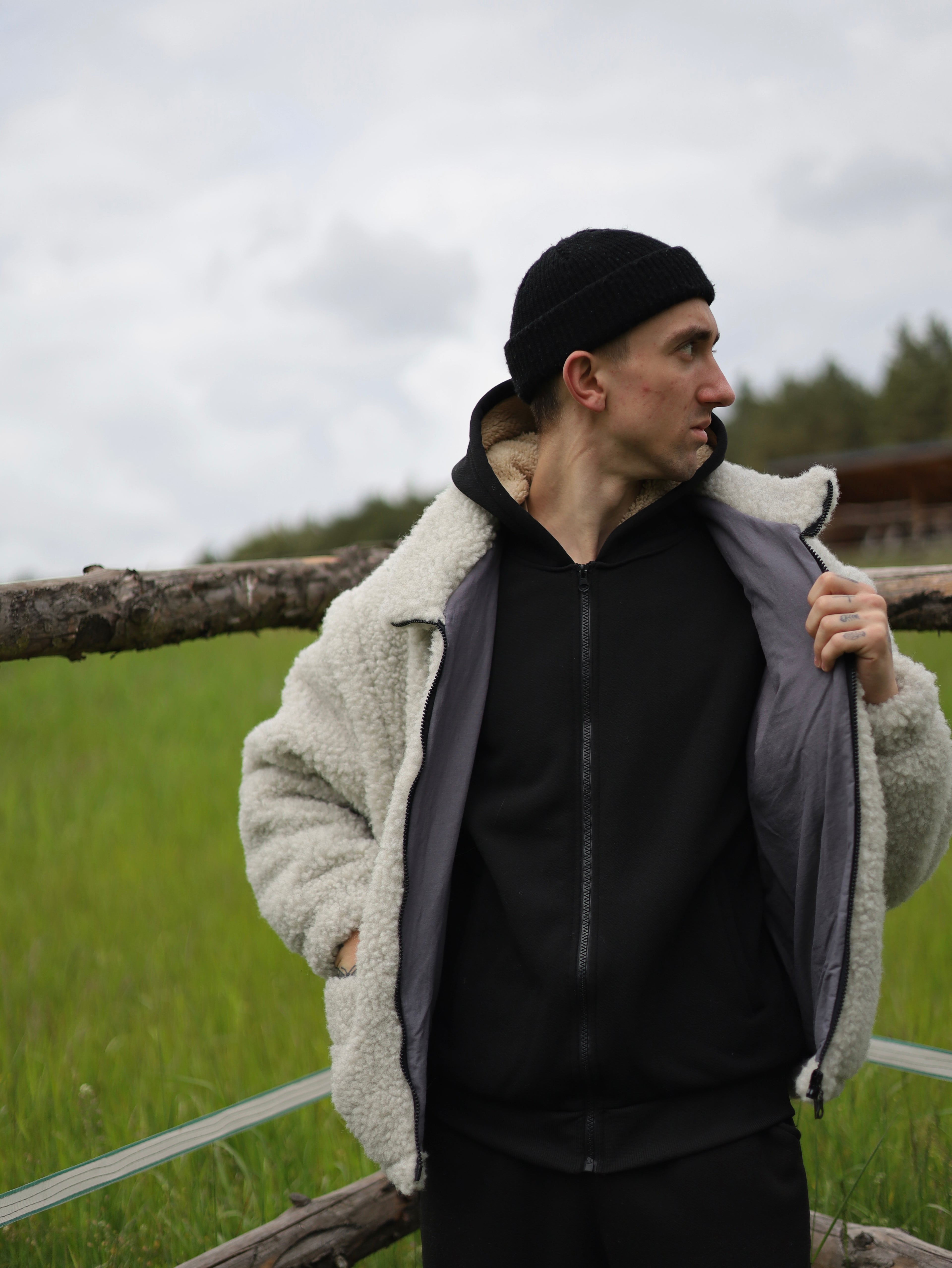 Męska wełniana  kurtka 2w1