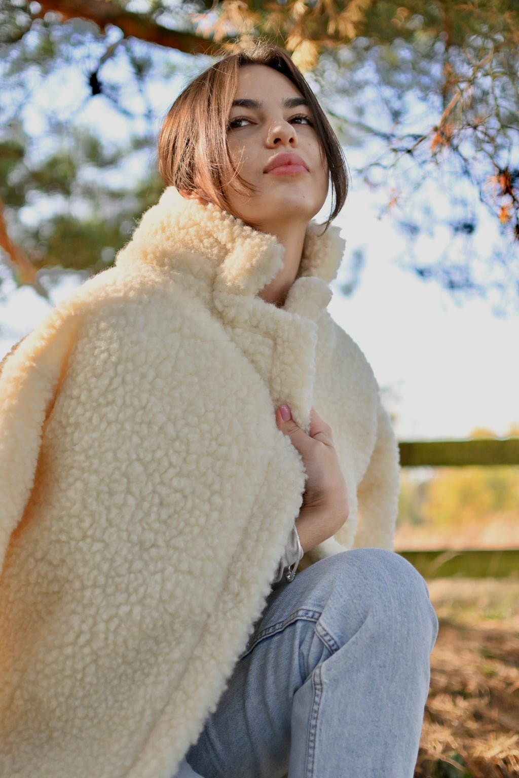 Krótki płaszcz Teddy ecru