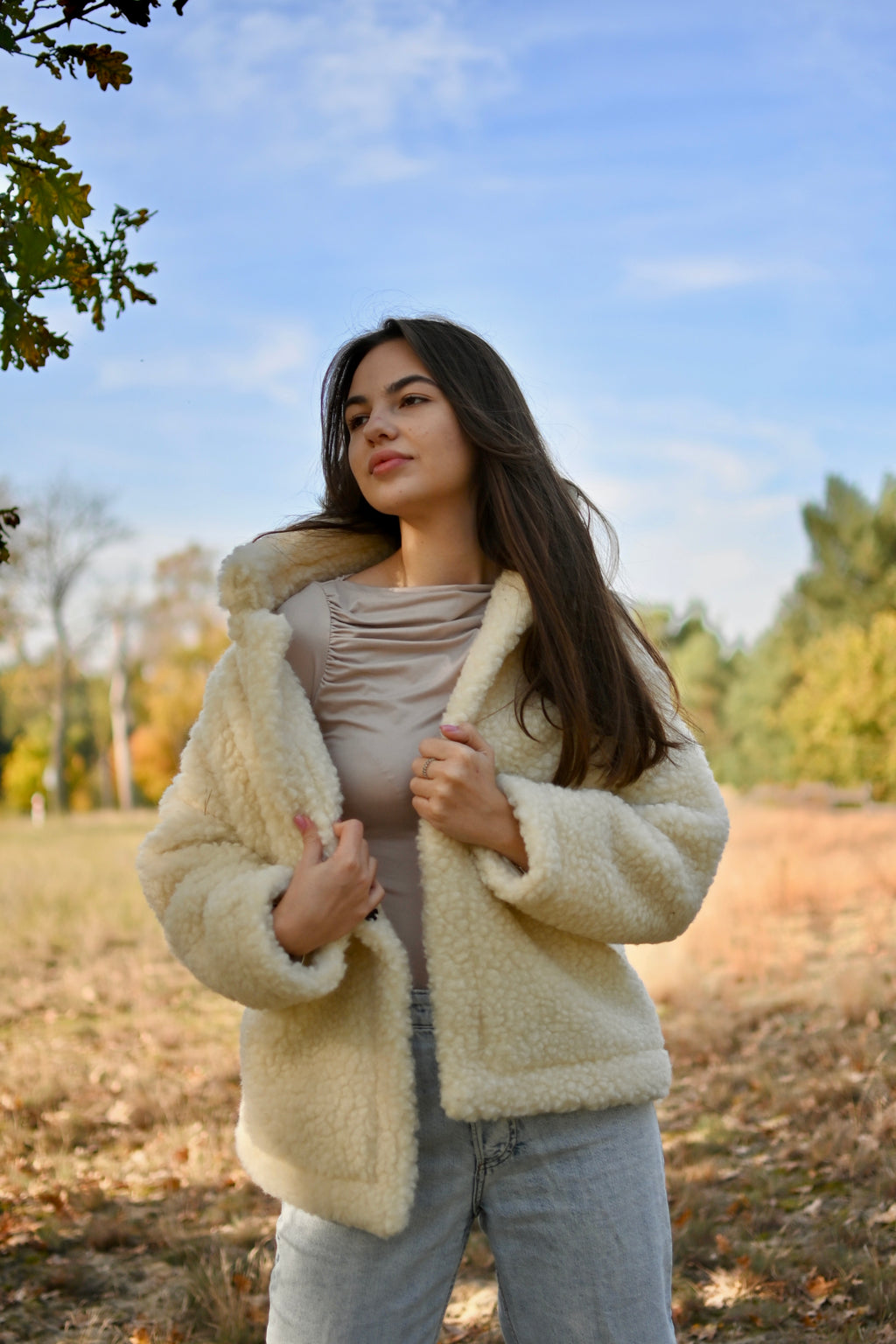 Krótki płaszcz Teddy ecru