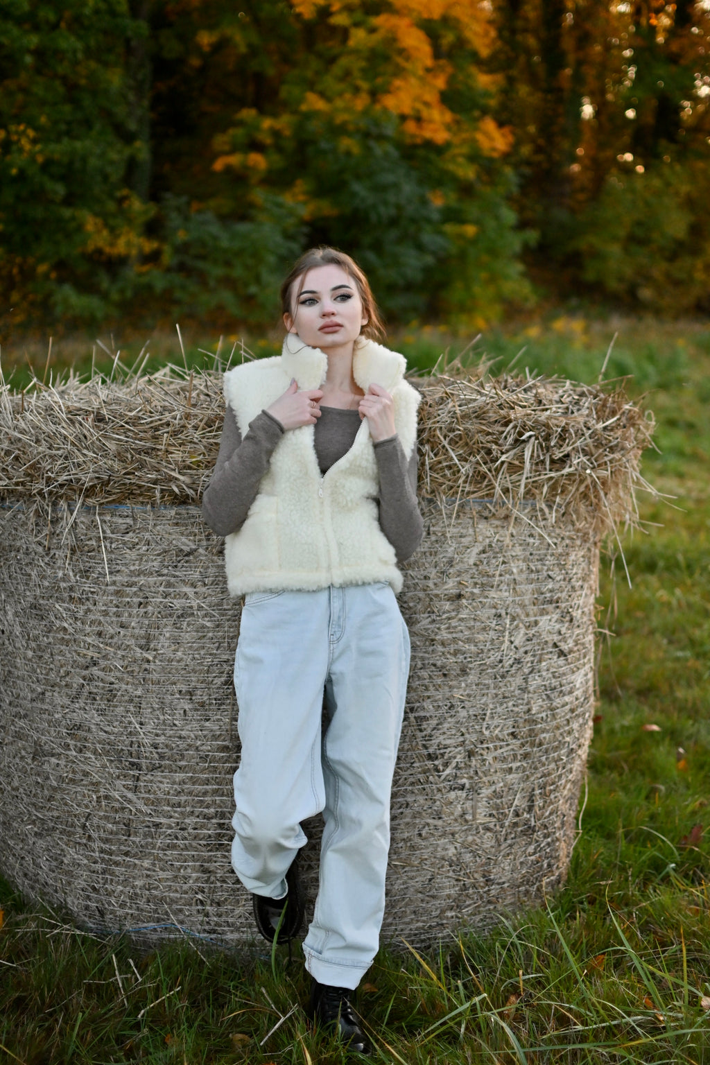 Wełniana kamizelka damska ecru