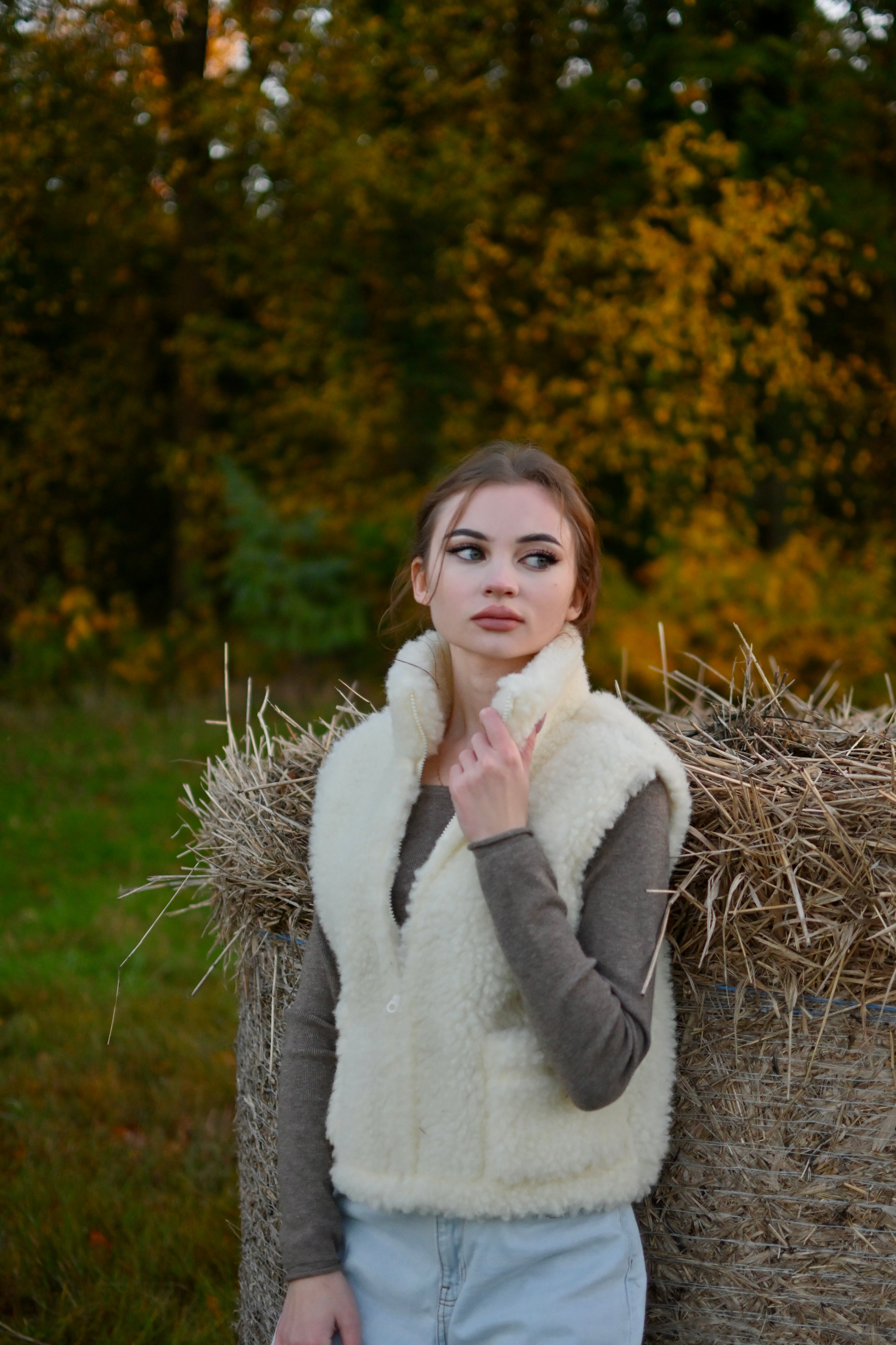 Wełniana kamizelka damska ecru