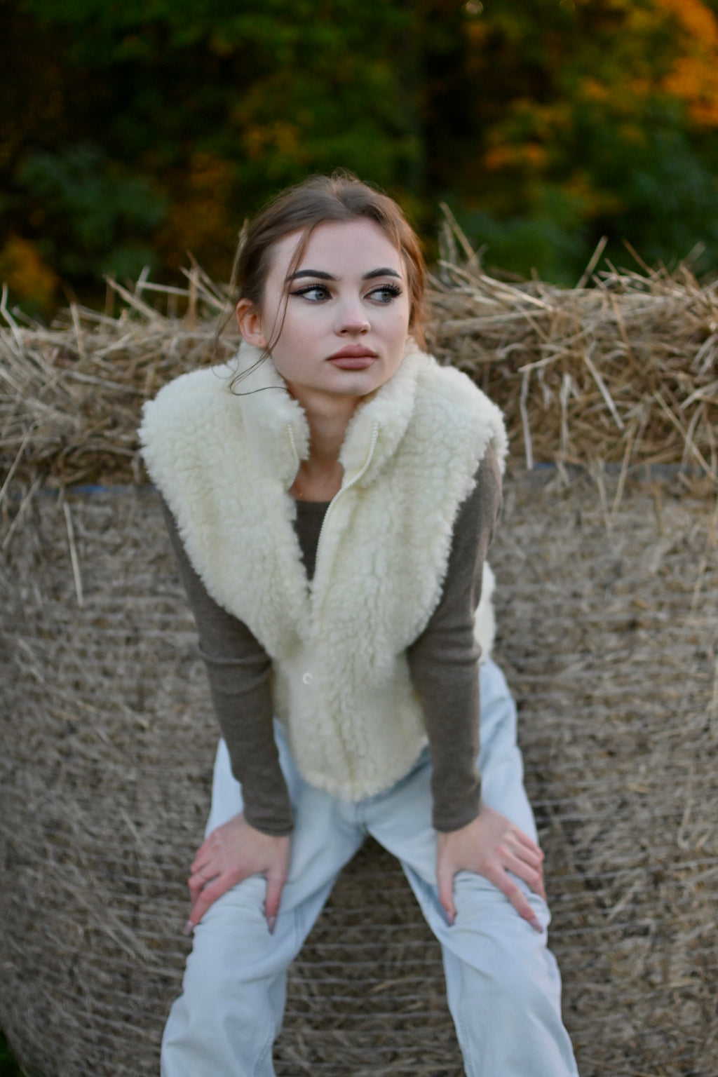 Wełniana kamizelka damska ecru