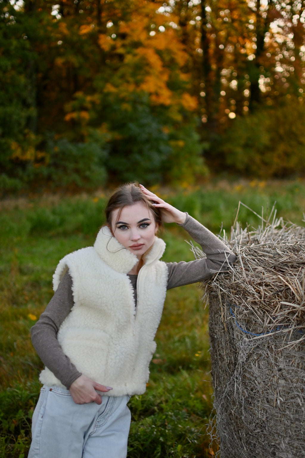 Wełniana kamizelka damska ecru