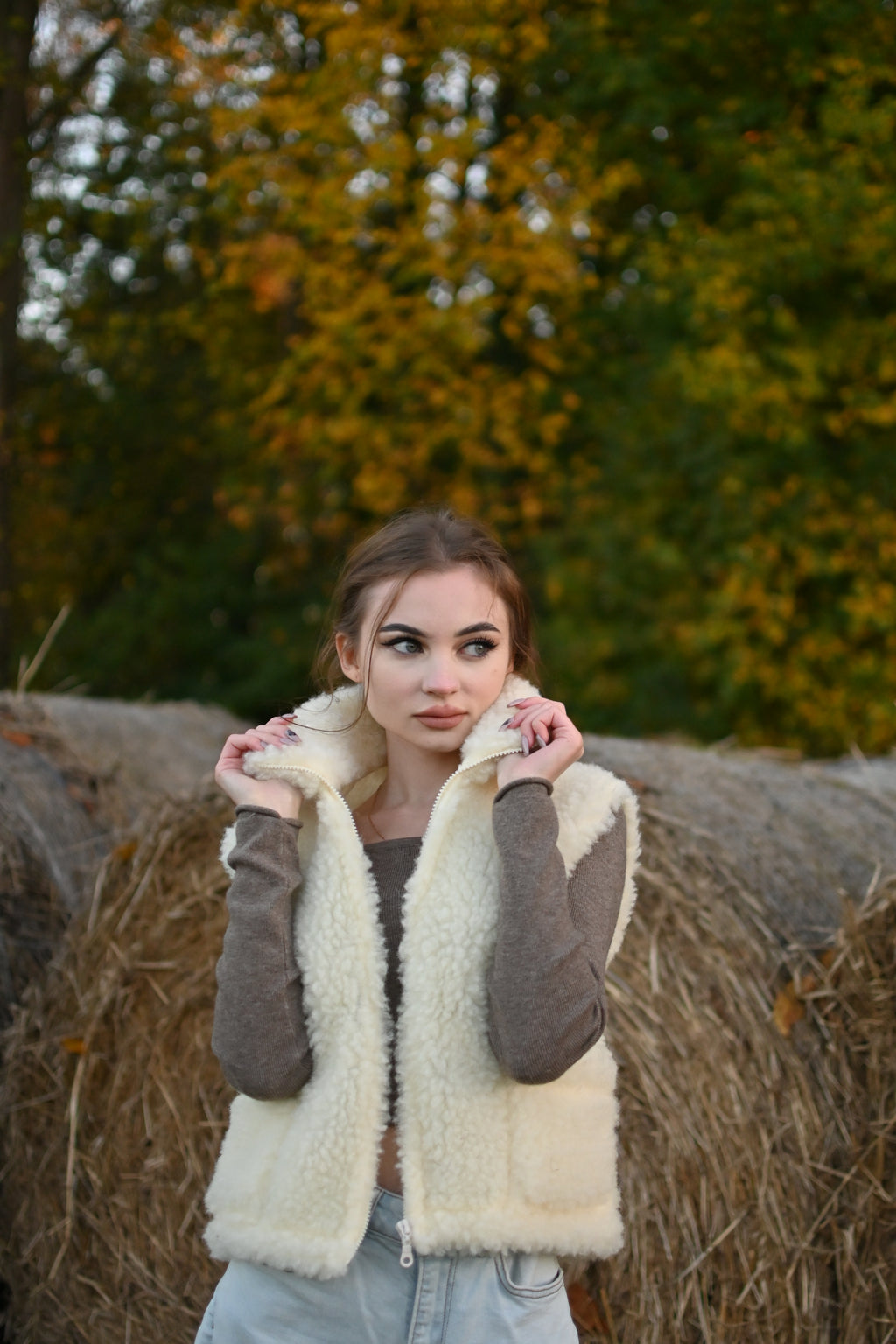 Wełniana kamizelka damska ecru