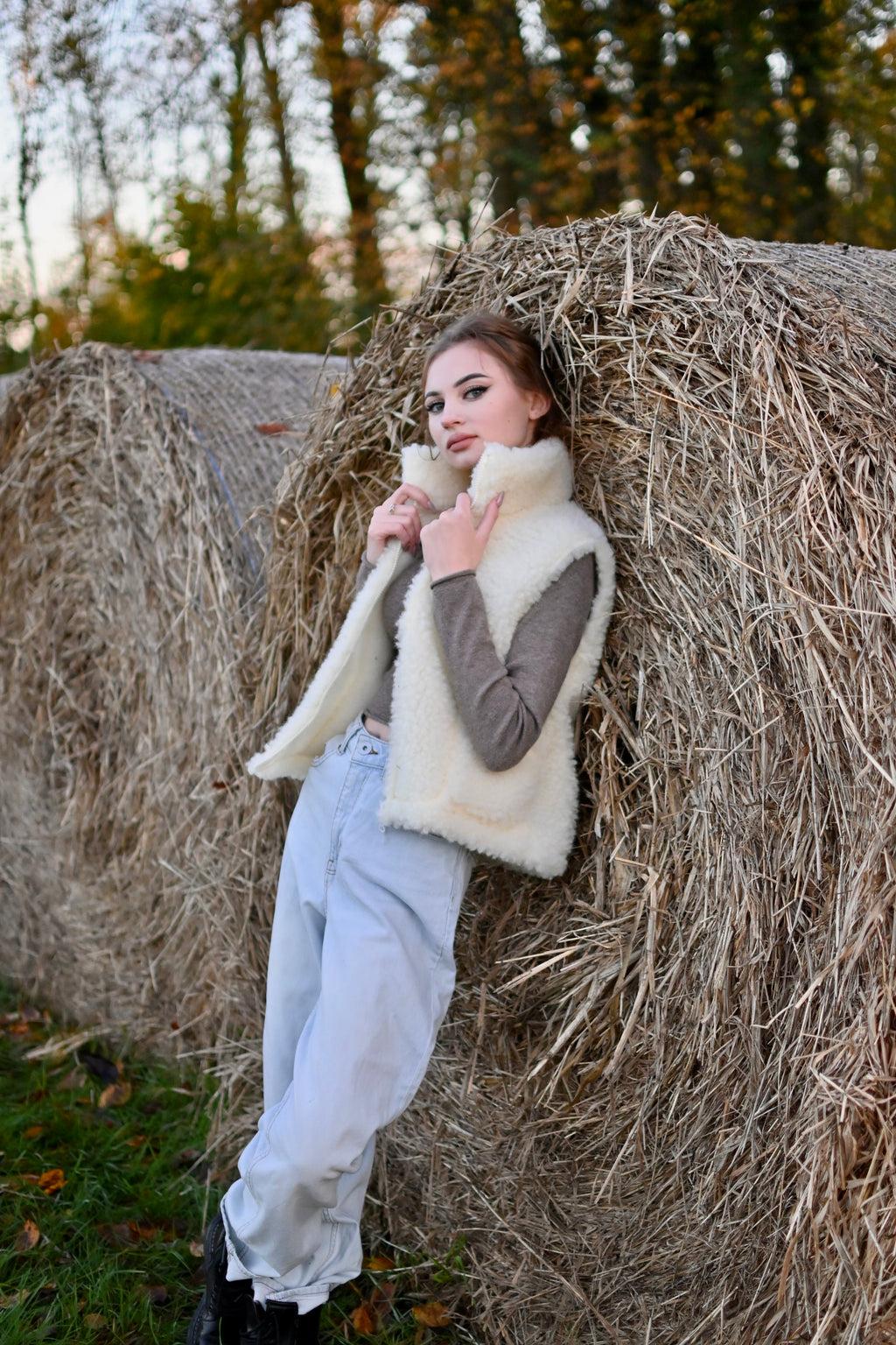 Wełniana kamizelka damska ecru