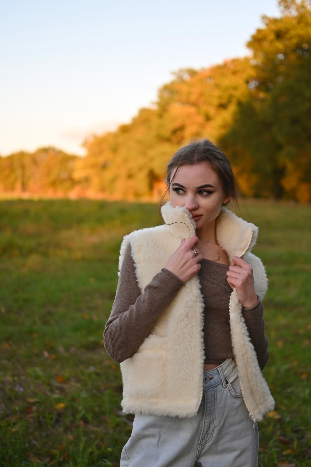 Wełniana kamizelka damska ecru