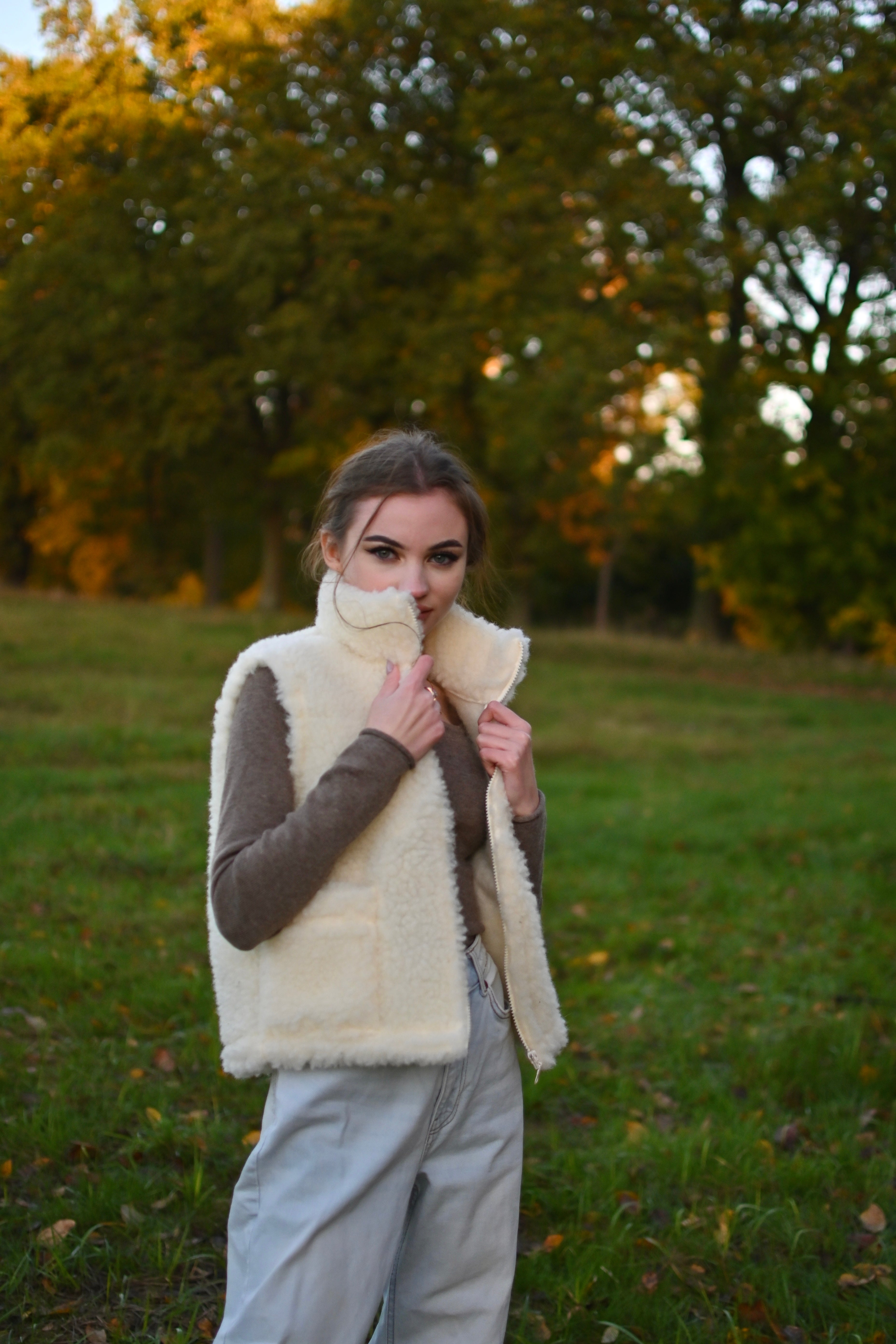 Wełniana kamizelka damska ecru