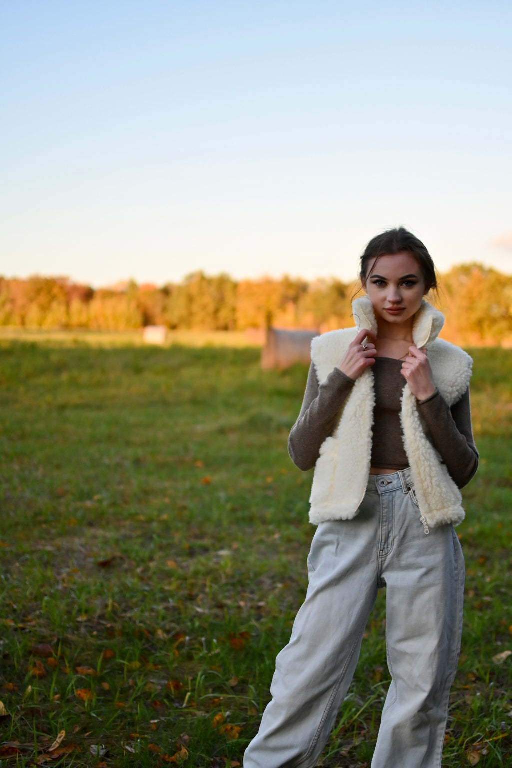 Wełniana kamizelka damska ecru