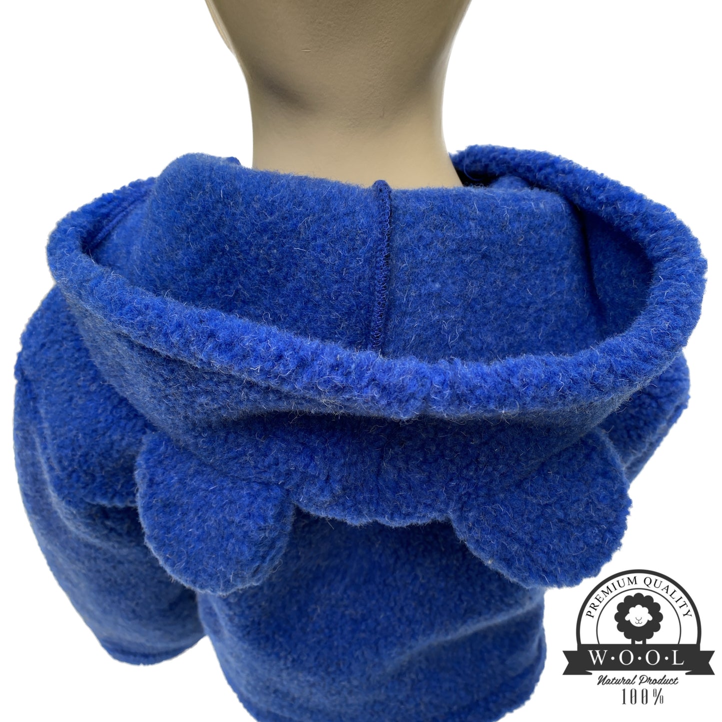 Kinder Wolljacke mit Kapuze aus 100 % Schurwolle – Blau – Größe 98/104 | Maybell's Outlet