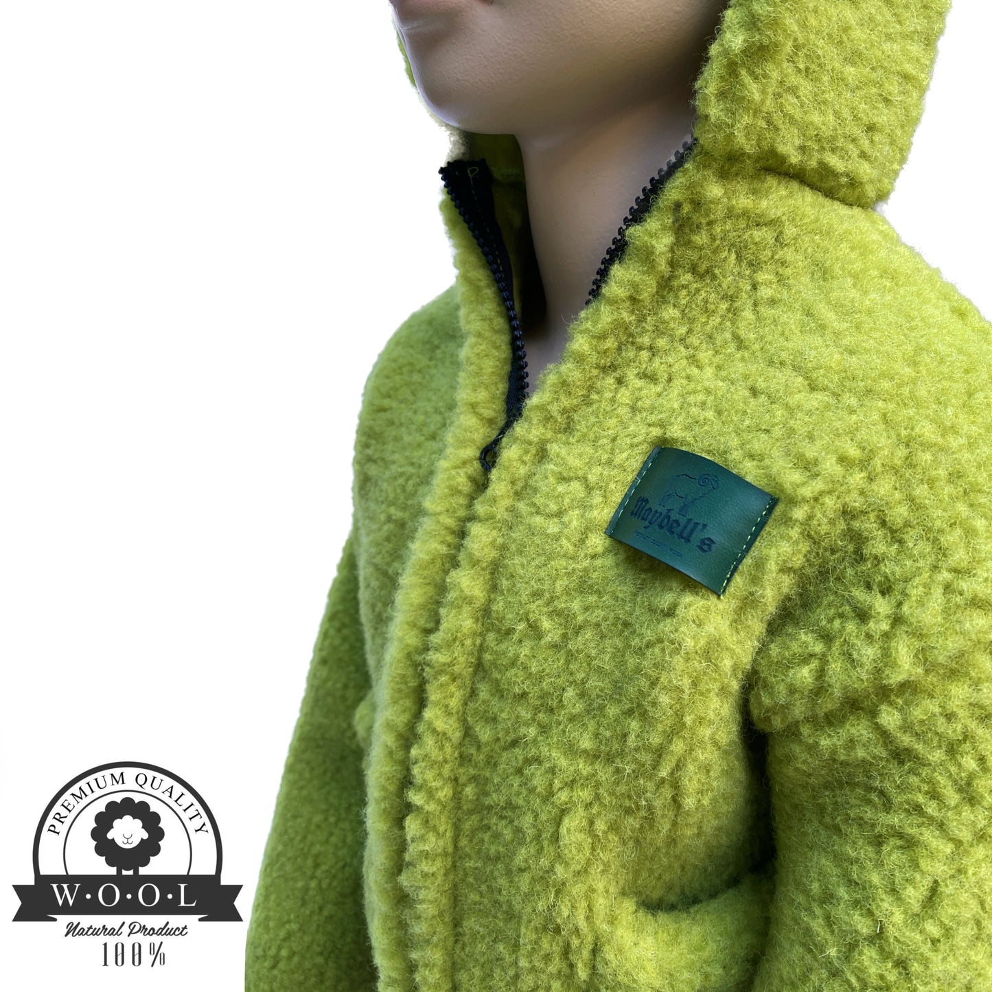 Kinder Wolljacke mit Bärenohren – 100% Wolle – Größe ca. 104/110 – Maybell's Outlet