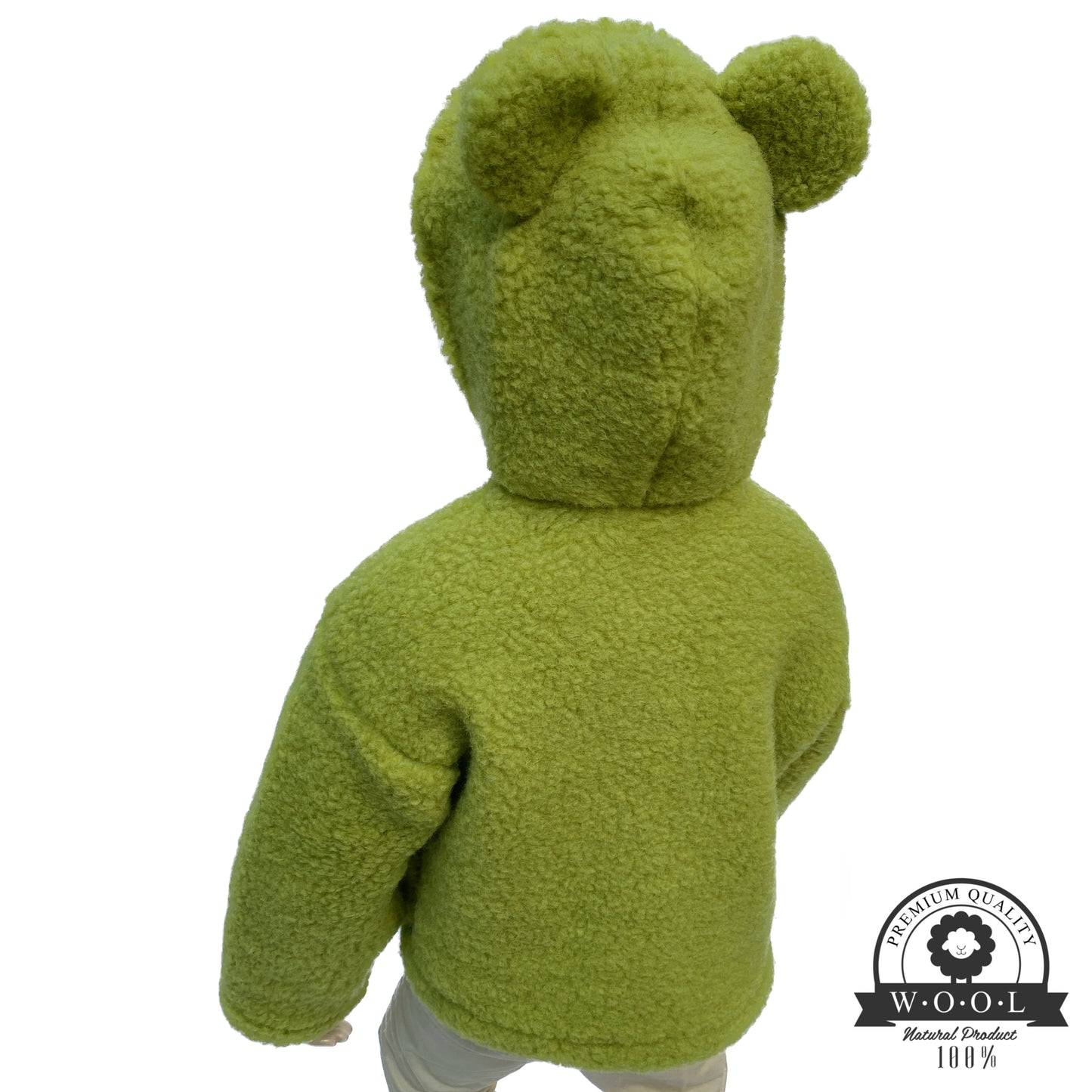 Kinder Wolljacke mit Bärenohren – 100% Wolle – Größe ca. 104/110 – Maybell's Outlet