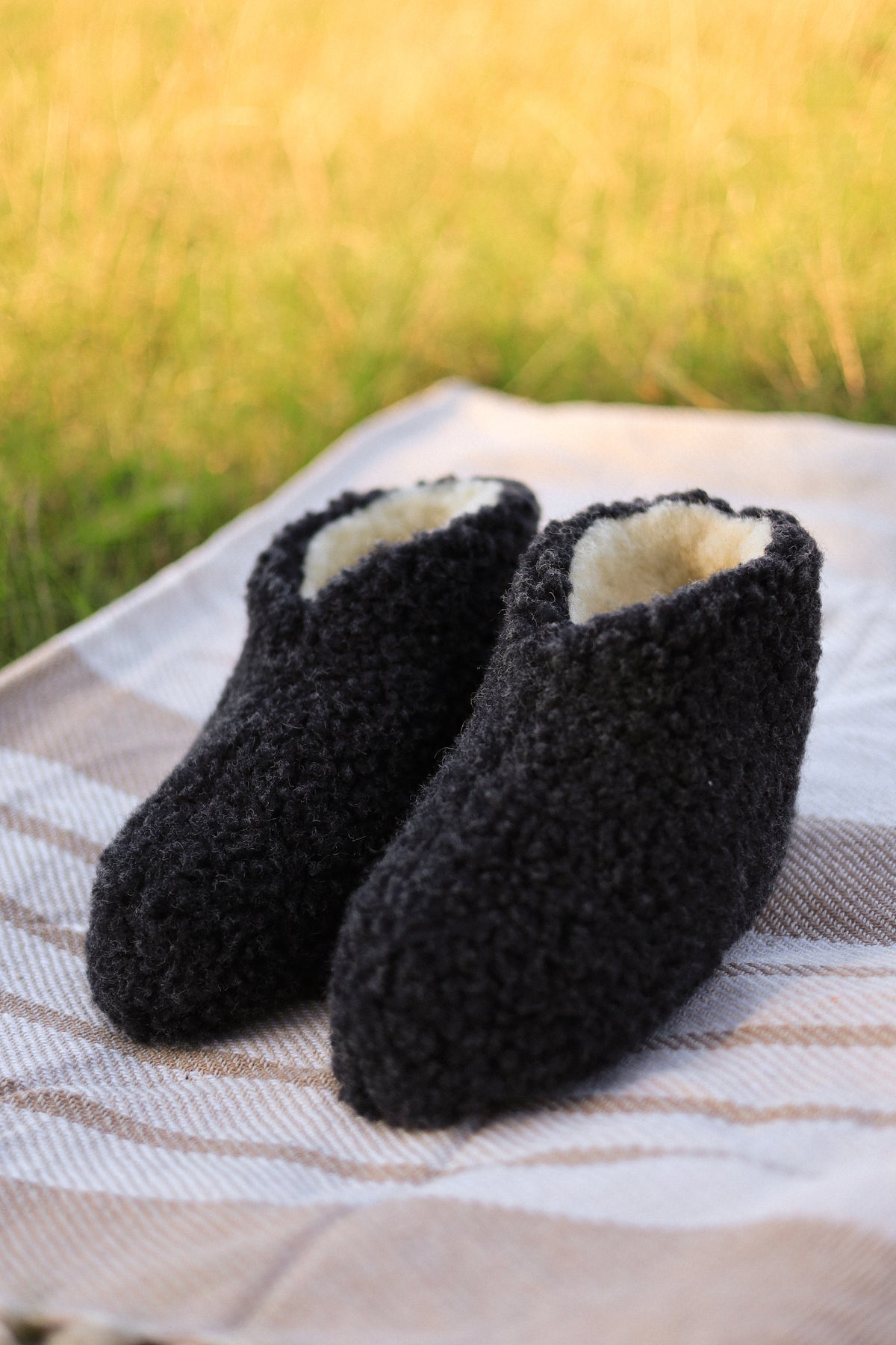 Merino Hausschuhe | 100% Schafwolle | Schwarz
