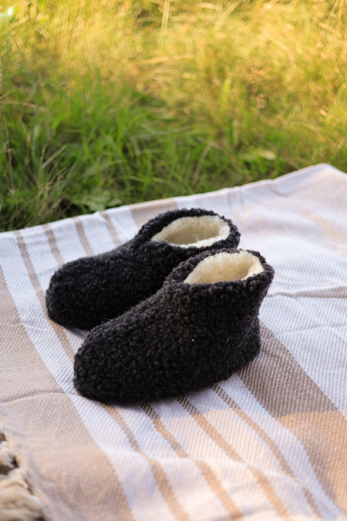 Merino Hausschuhe | 100% Schafwolle | Schwarz