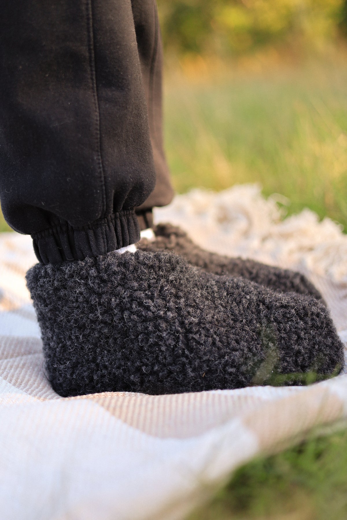 Merino Hausschuhe | 100% Schafwolle | Schwarz