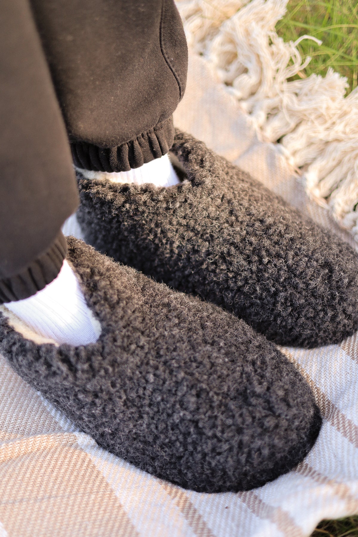 Merino Hausschuhe | 100% Schafwolle | Schwarz