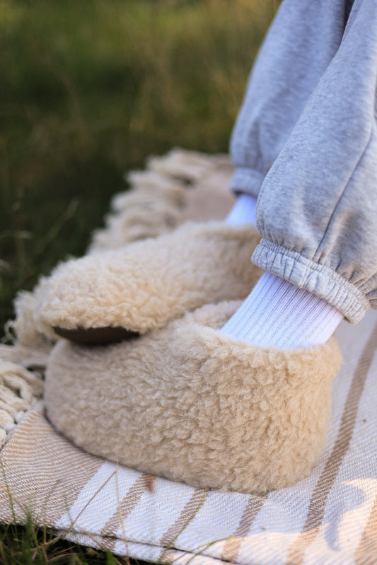 Merino Hausschuhe | 100% Schafwolle | Beige