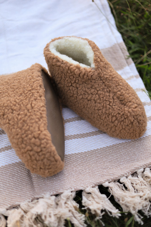 Merino Hausschuhe | 100% Schafwolle | Braun