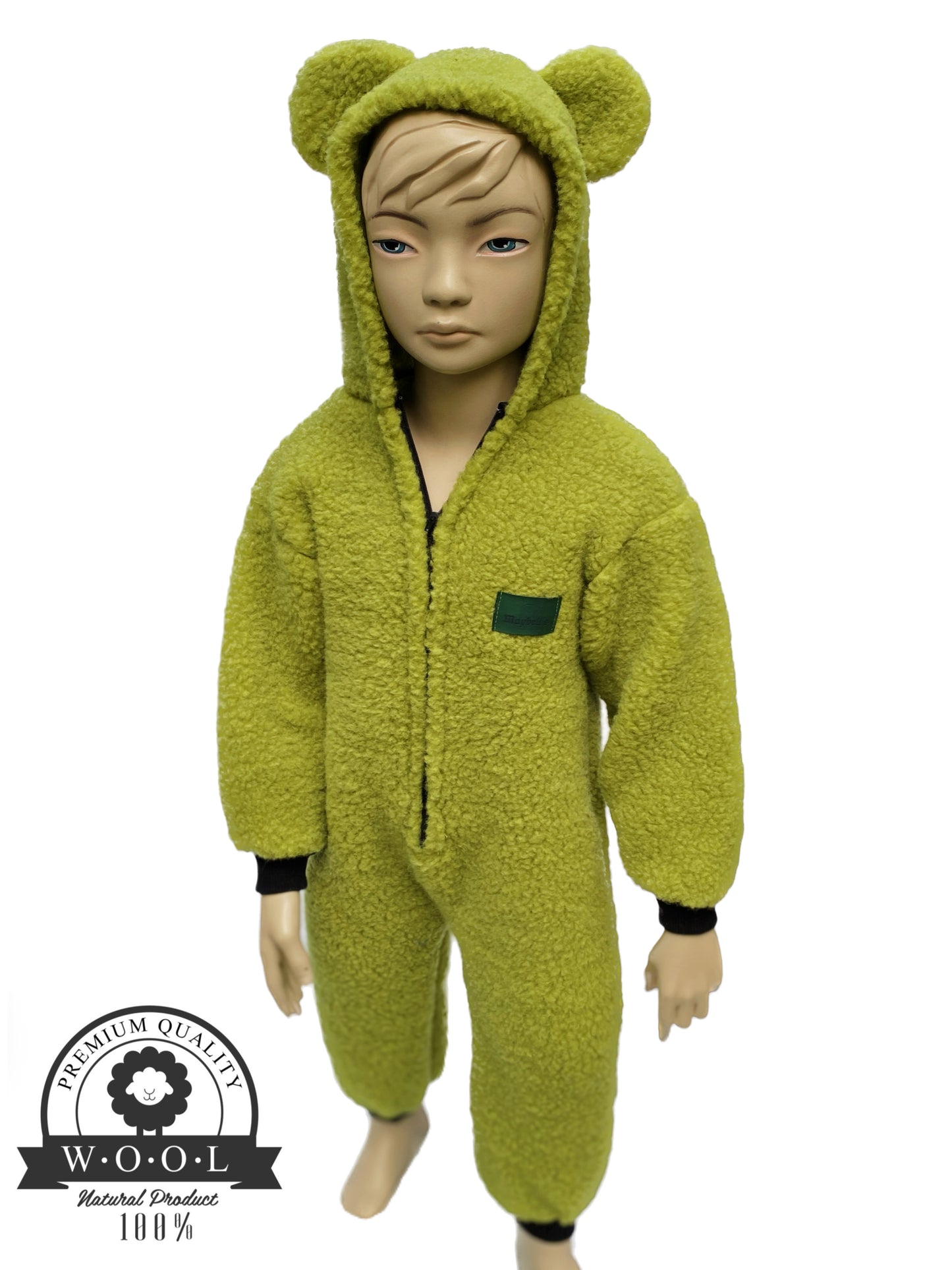 Kinder Overall aus 100% Wolle mit Bärenohren – Größe 86/92 – Maybell's Outlet