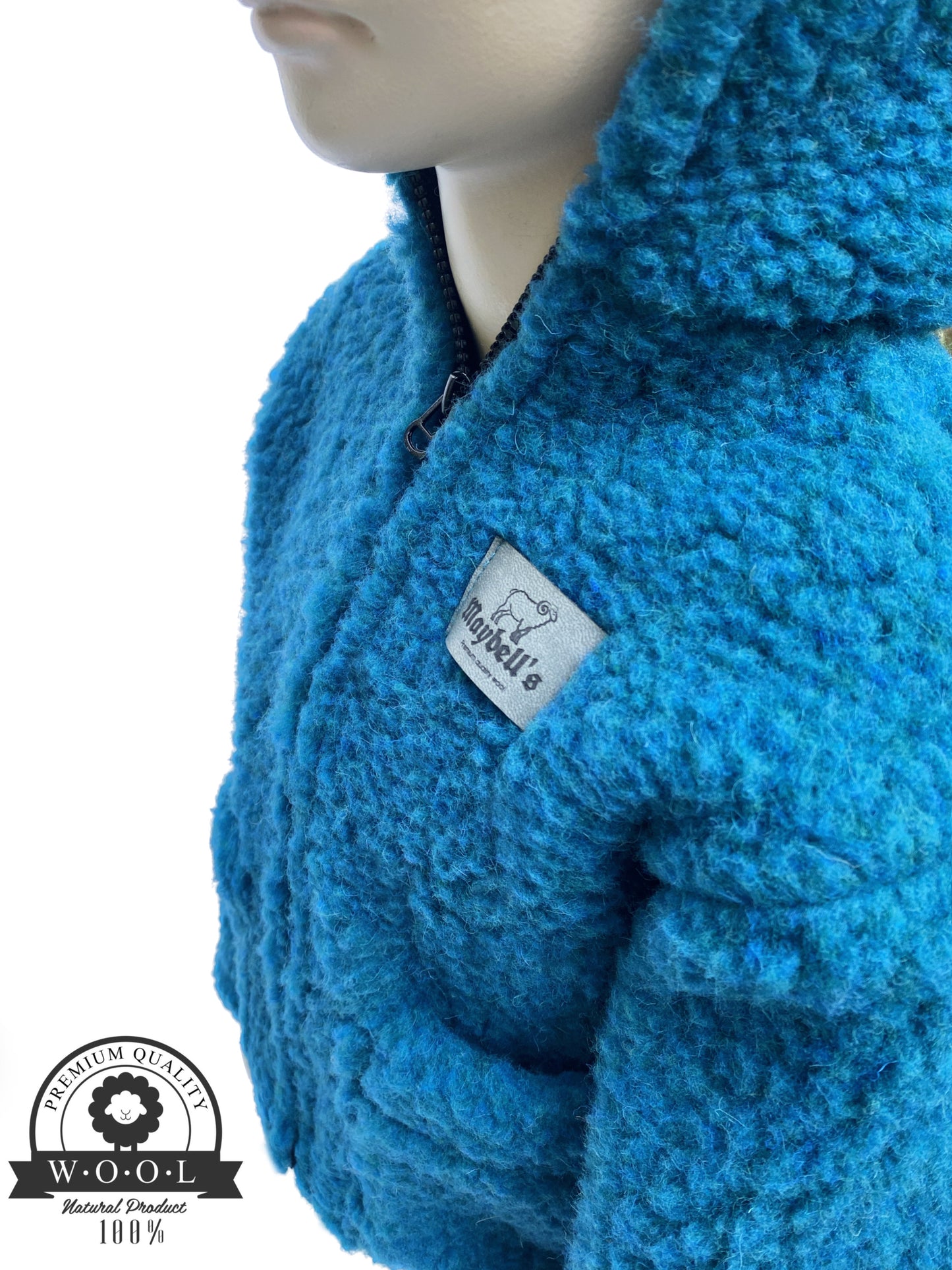 Kinder Wolljacke mit Bärenohren – Limettengrün – 100 % Schurwolle – Größe ca. 110/122 | Maybell’s Outlet