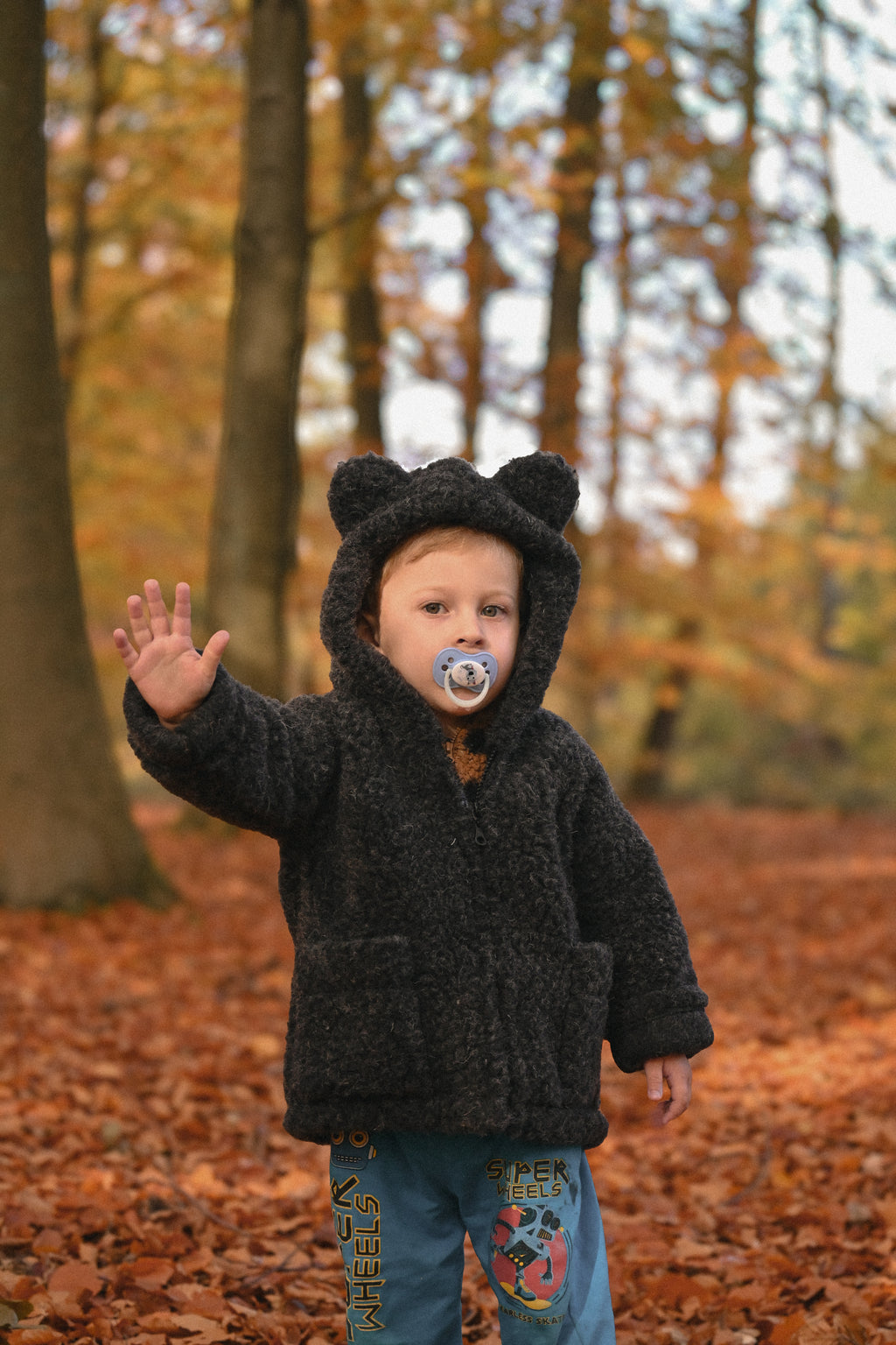 Kurtka dziecięca z uszkami z wełny Teddy