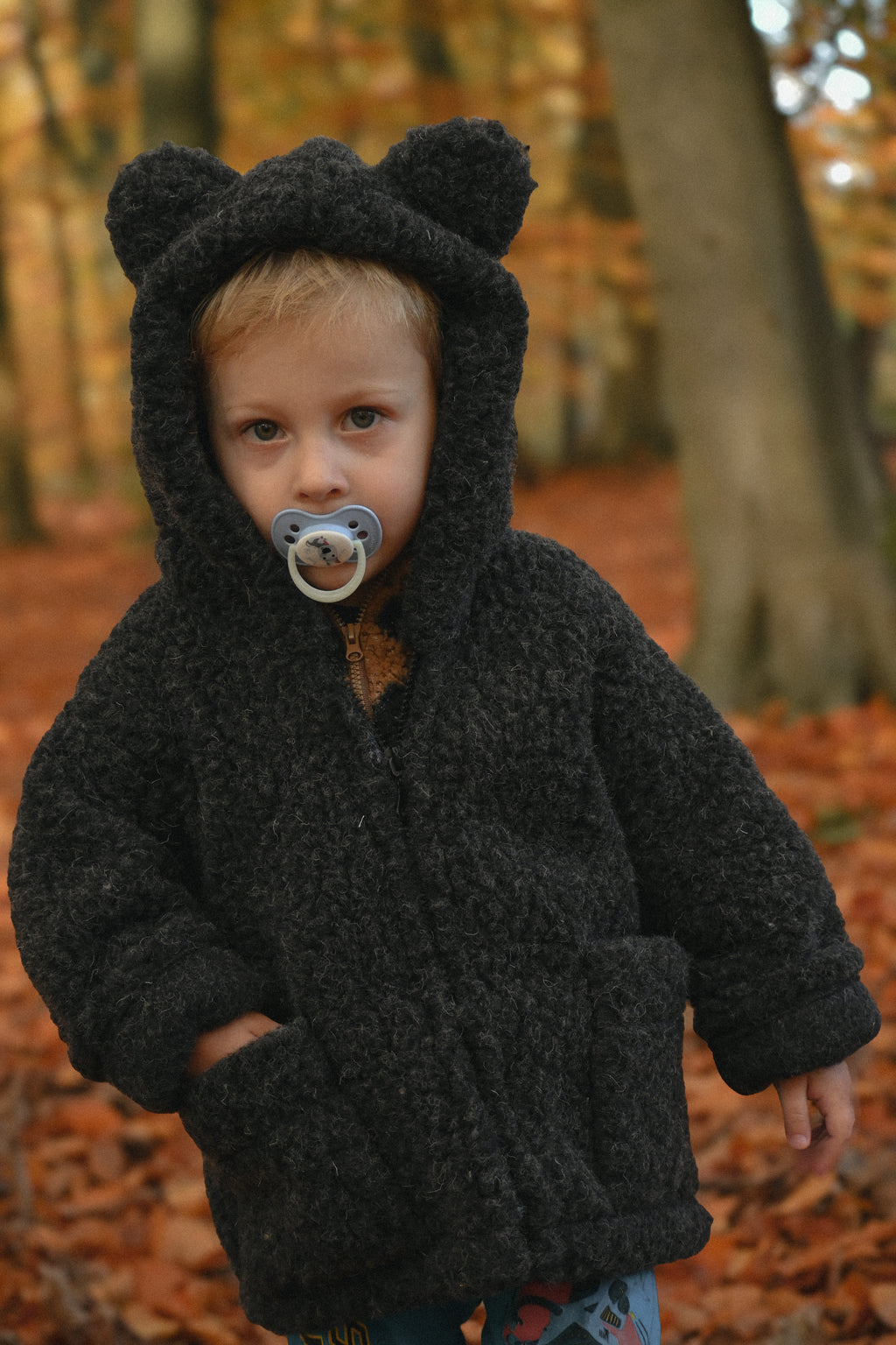 Kurtka dziecięca z uszkami z wełny Teddy