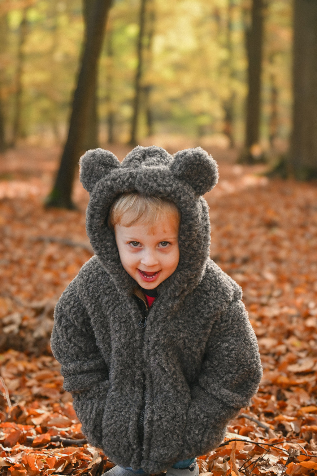 Kurtka dziecięca z uszkami z wełny Teddy