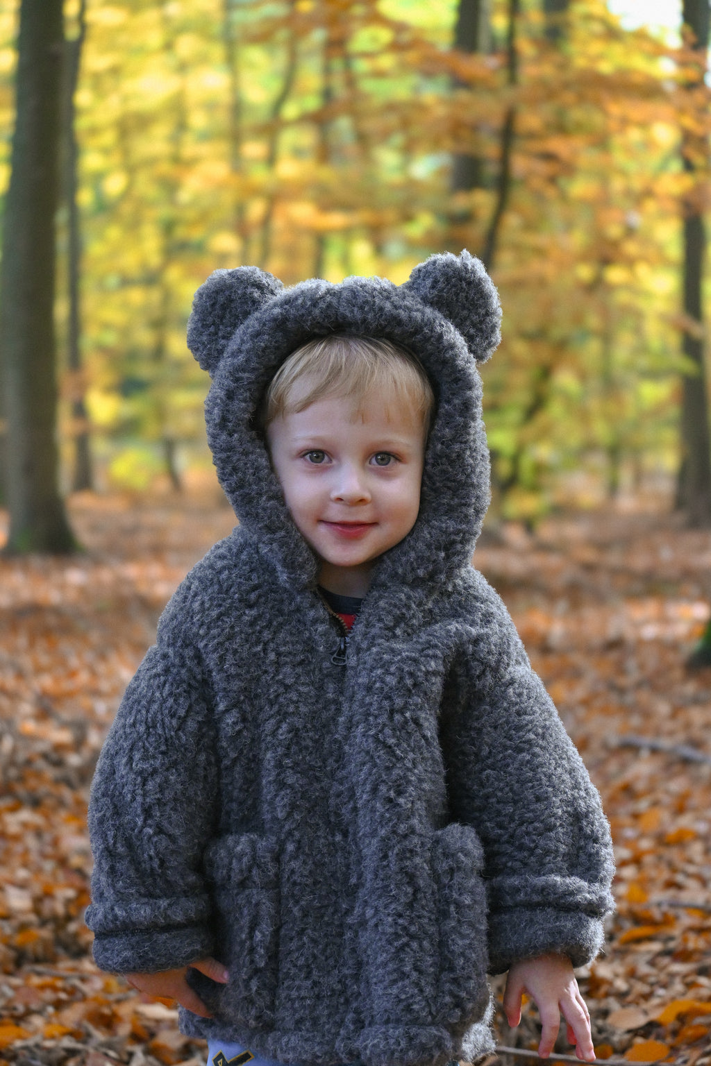 Kurtka dziecięca z uszkami z wełny Teddy