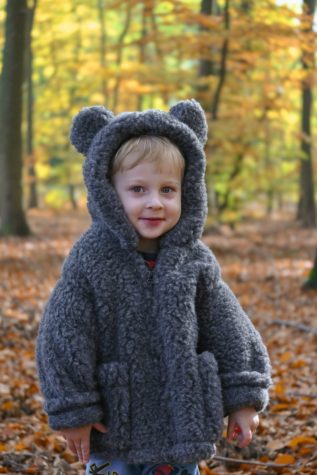 Kurtka dziecięca z uszkami z wełny Teddy