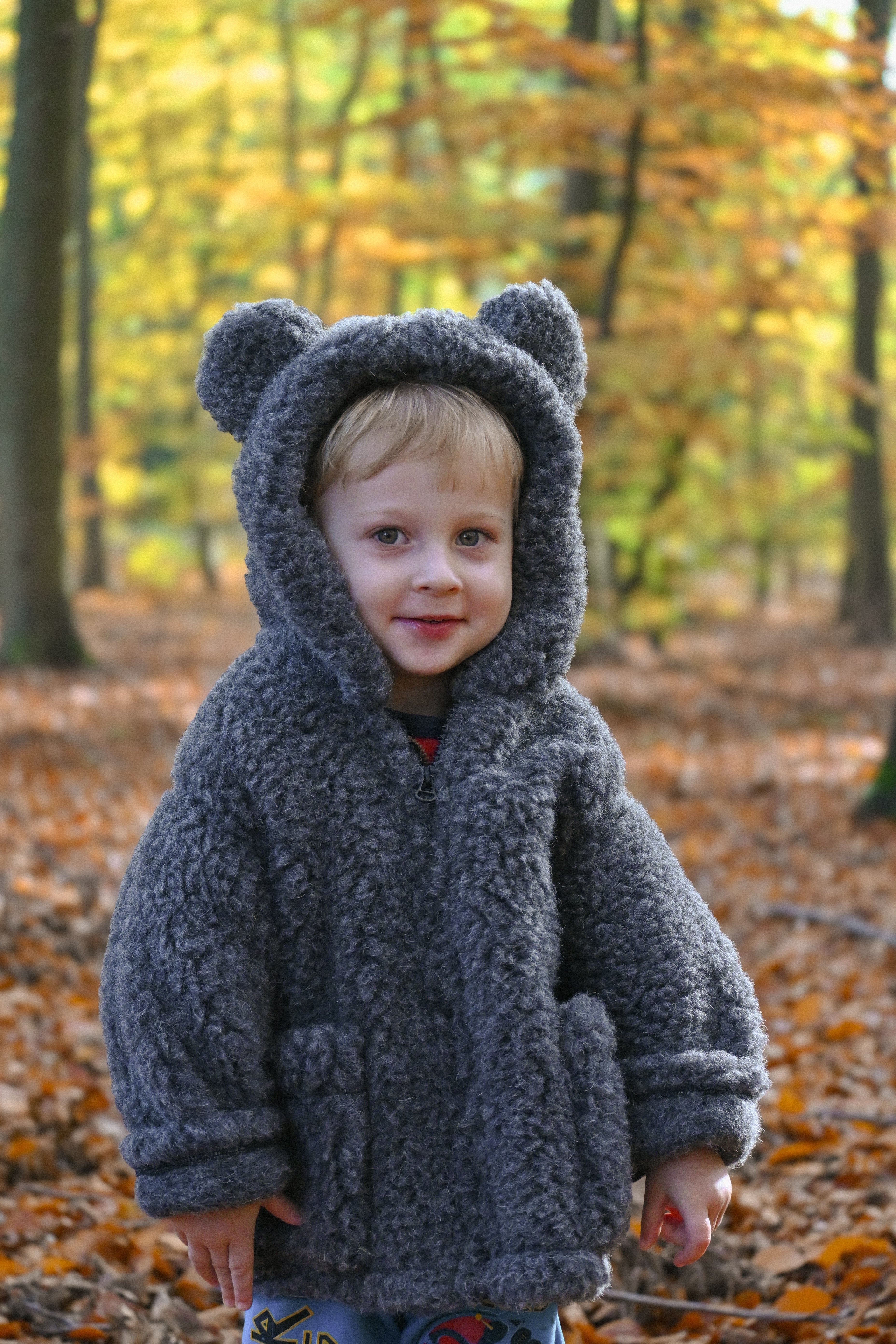 Kurtka dziecięca z uszkami z wełny Teddy