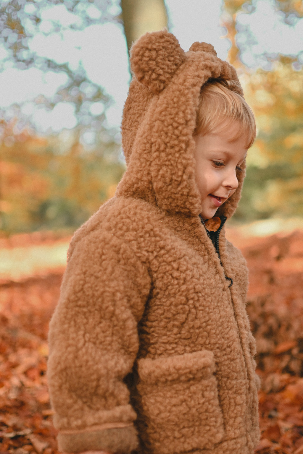 Kurtka dziecięca z uszkami z wełny Teddy