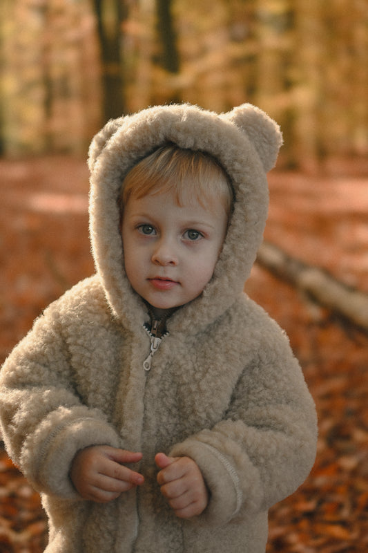Kurtka dziecięca z uszkami z wełny Teddy