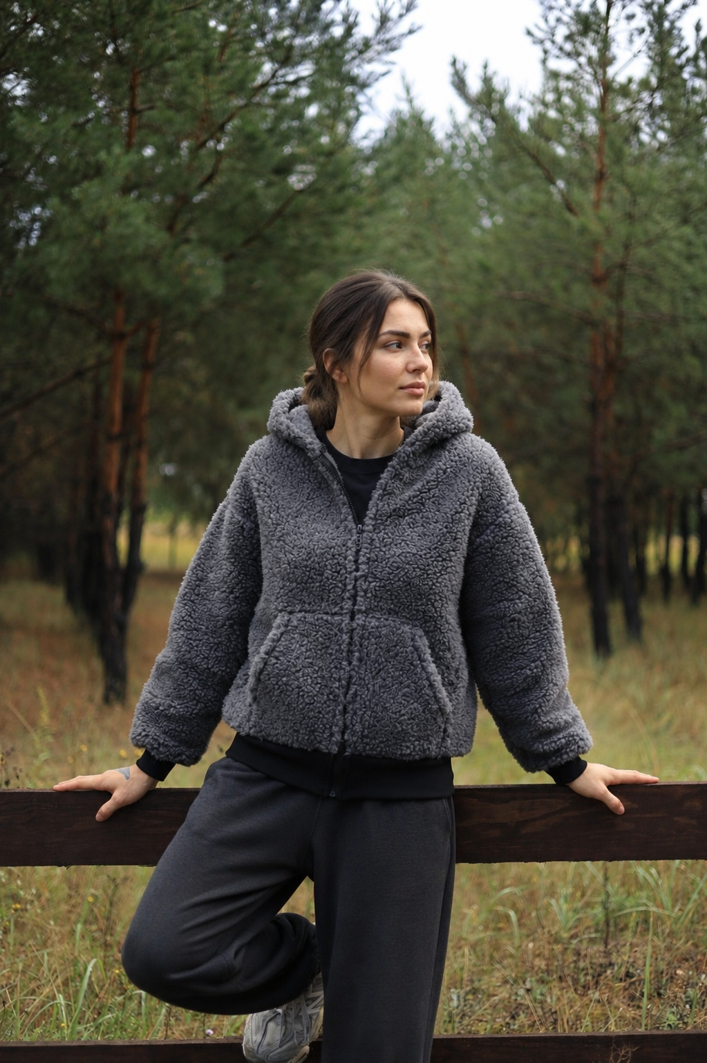 SHERPA – Women's Merino Wool Teddy Jacket – Grey