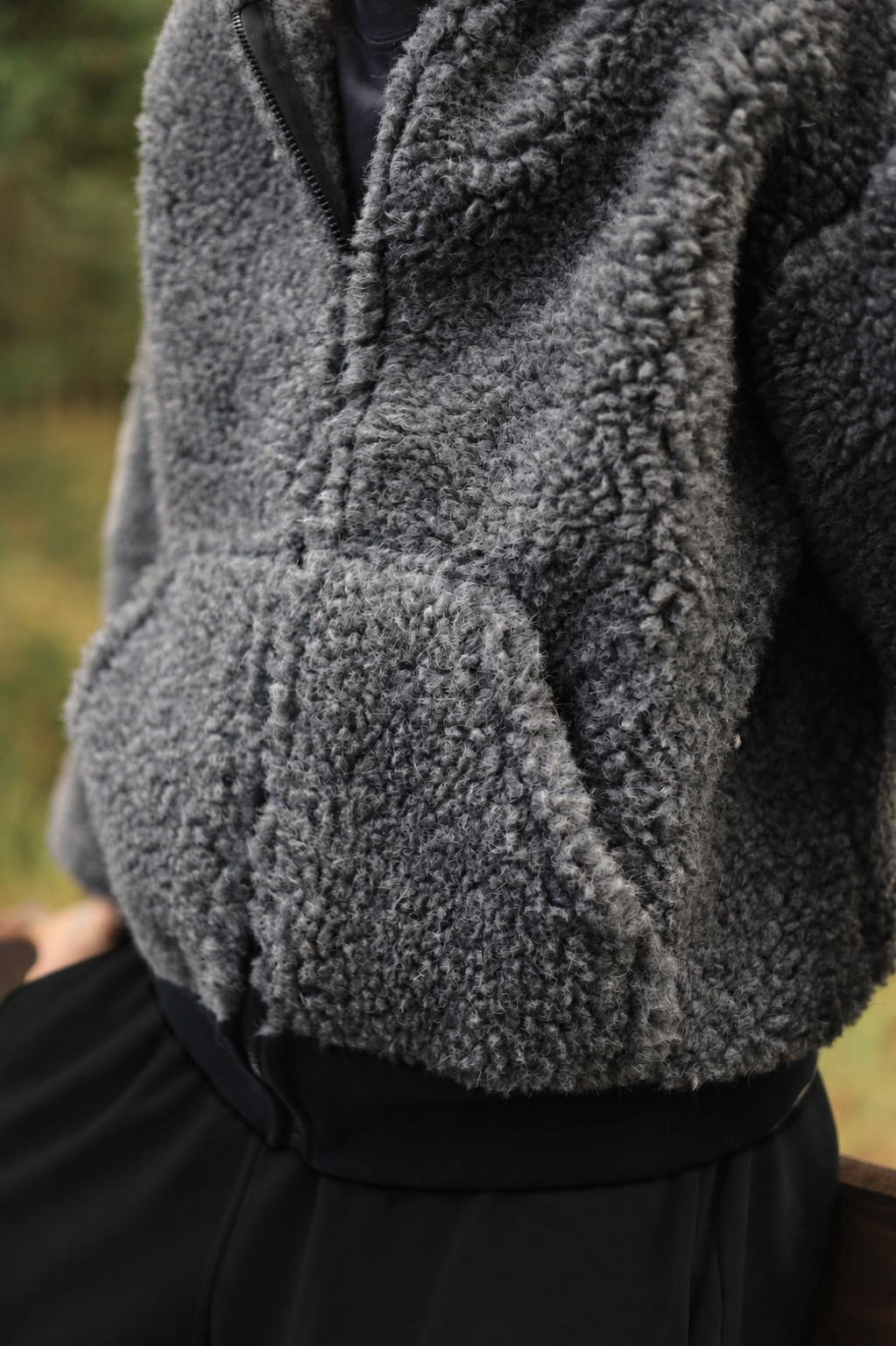 SHERPA – Women's Merino Wool Teddy Jacket – Grey