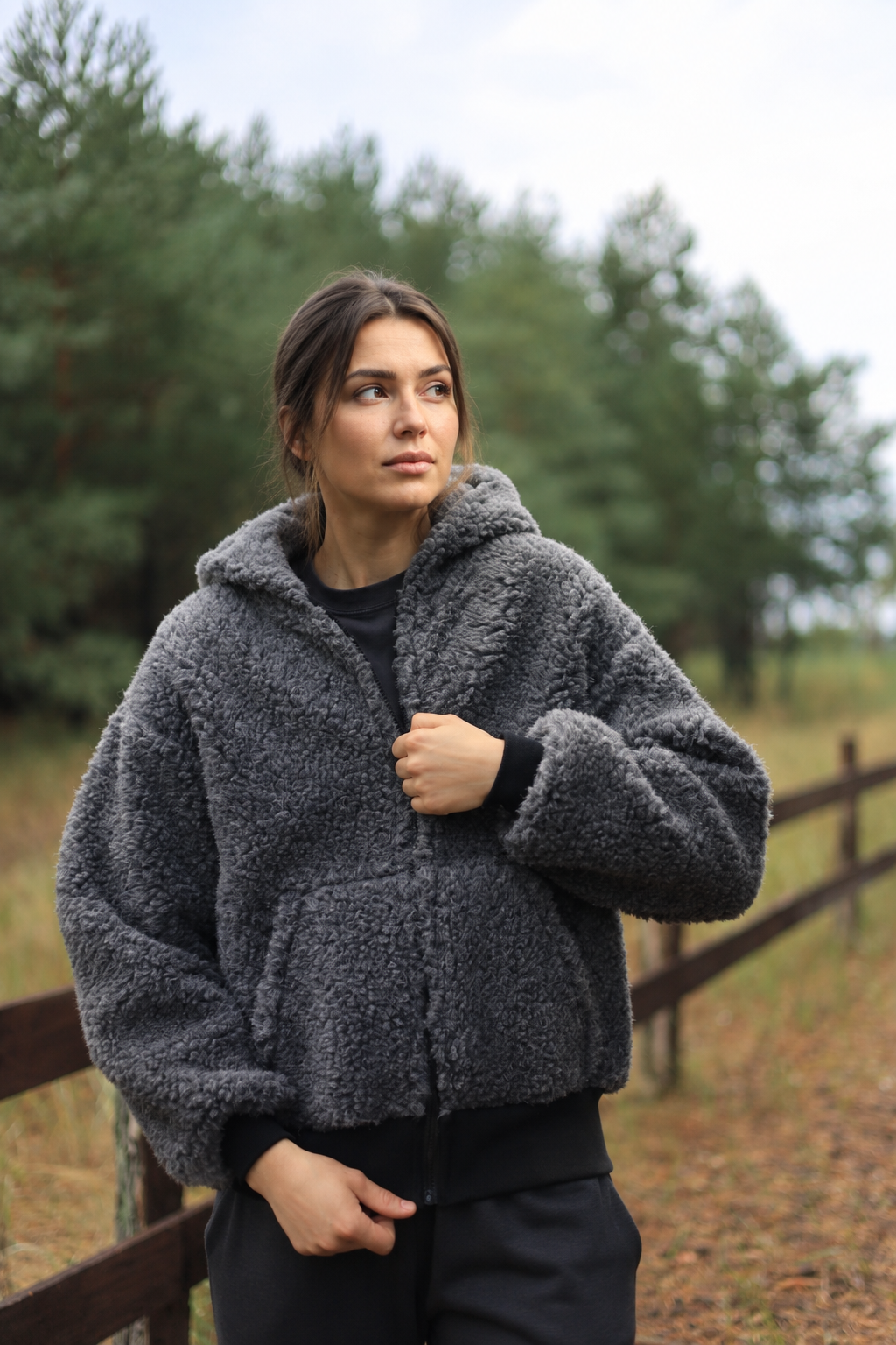 SHERPA – Women's Merino Wool Teddy Jacket – Grey