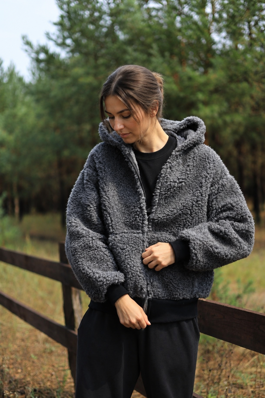 SHERPA – Women's Merino Wool Teddy Jacket – Grey