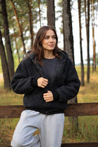 SHERPA – Merino-Teddyjacke für Damen – Schwarz