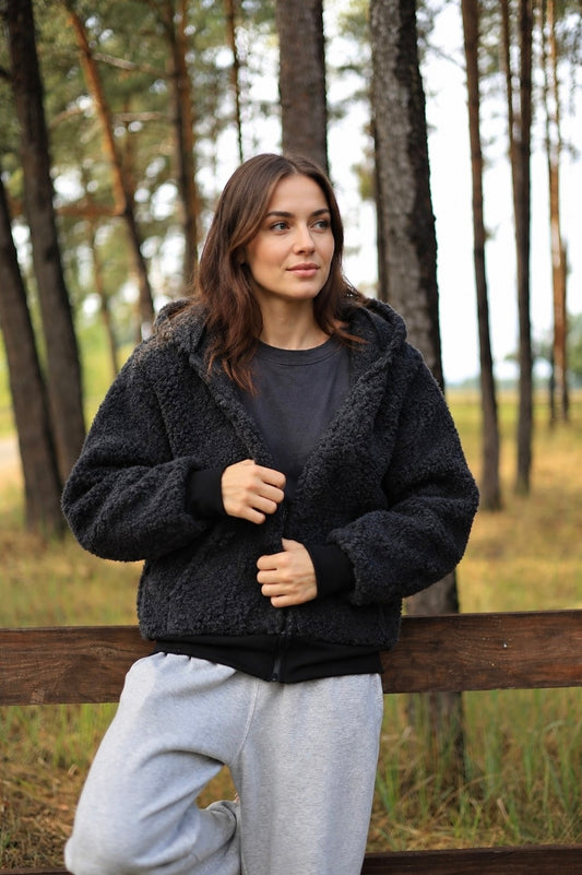 SHERPA – Women's Merino Wool Teddy Jacket – Black