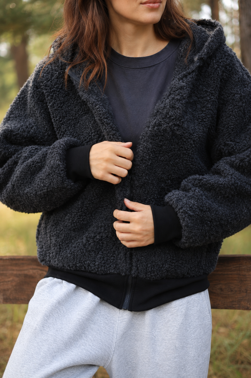 SHERPA – Women's Merino Wool Teddy Jacket – Black