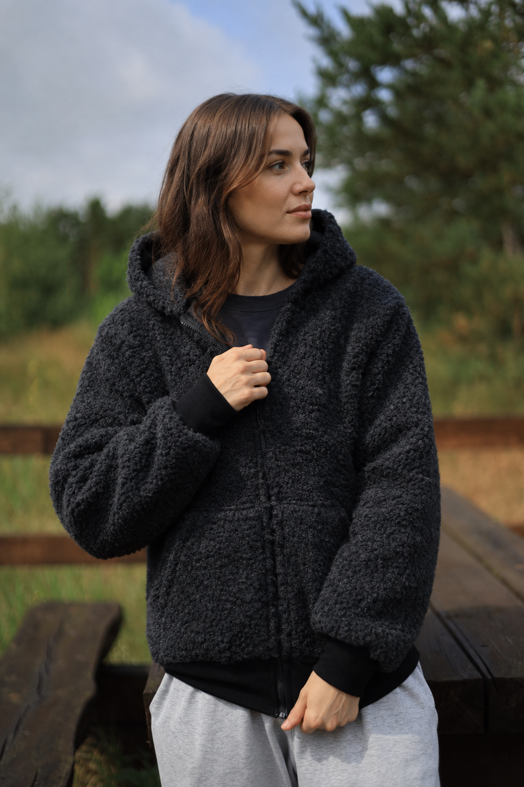 SHERPA – Women's Merino Wool Teddy Jacket – Black