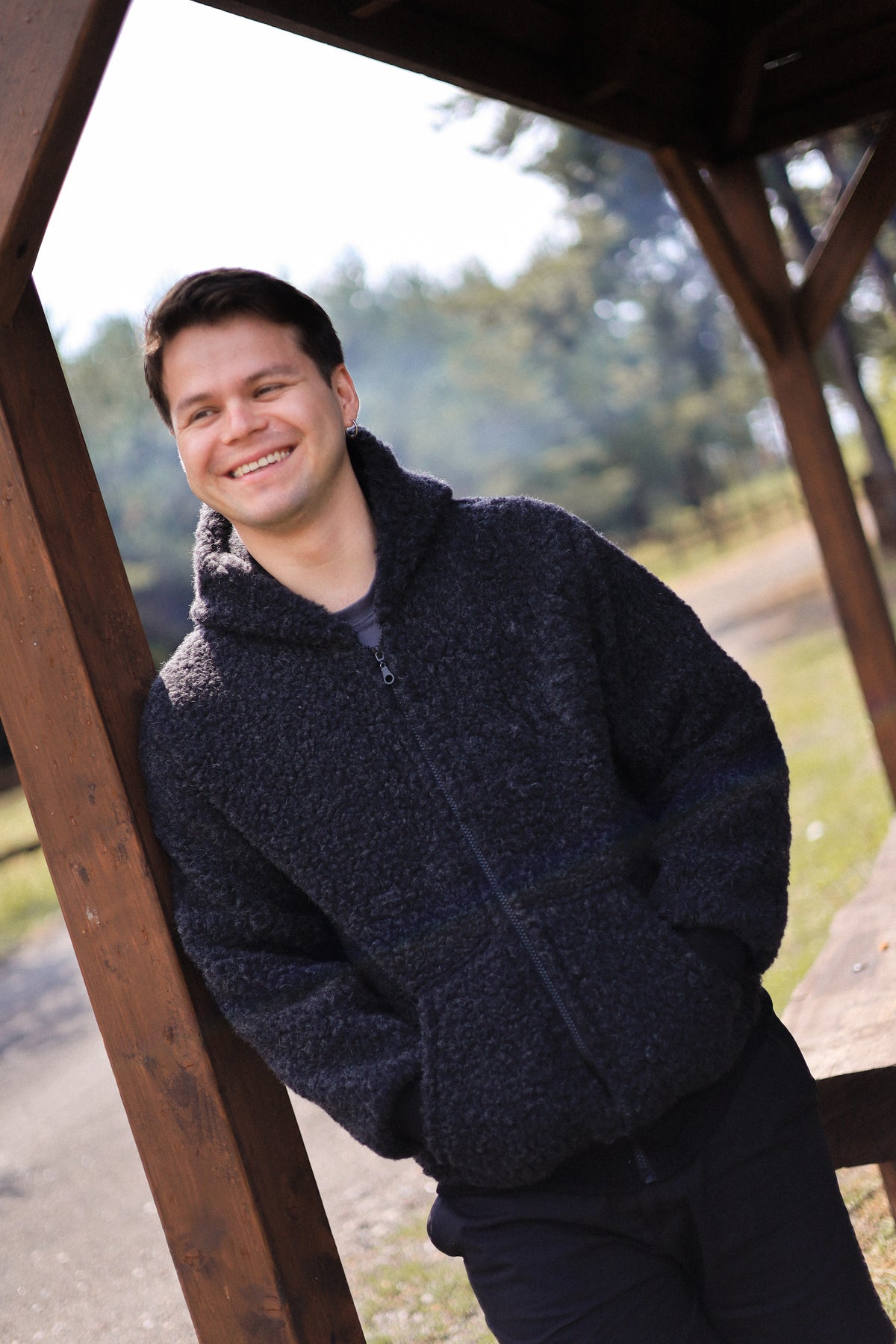 SHERPA – Men's Merino Wool Teddy Jacket – Black
