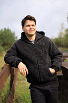 SHERPA – Męska kurtka teddy z wełny merino – Czarna