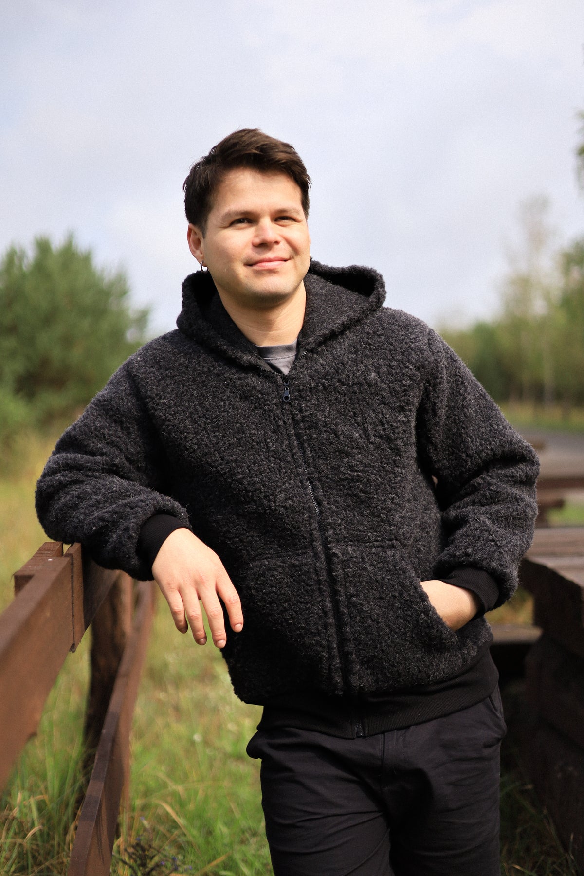 SHERPA – Men's Merino Wool Teddy Jacket – Black
