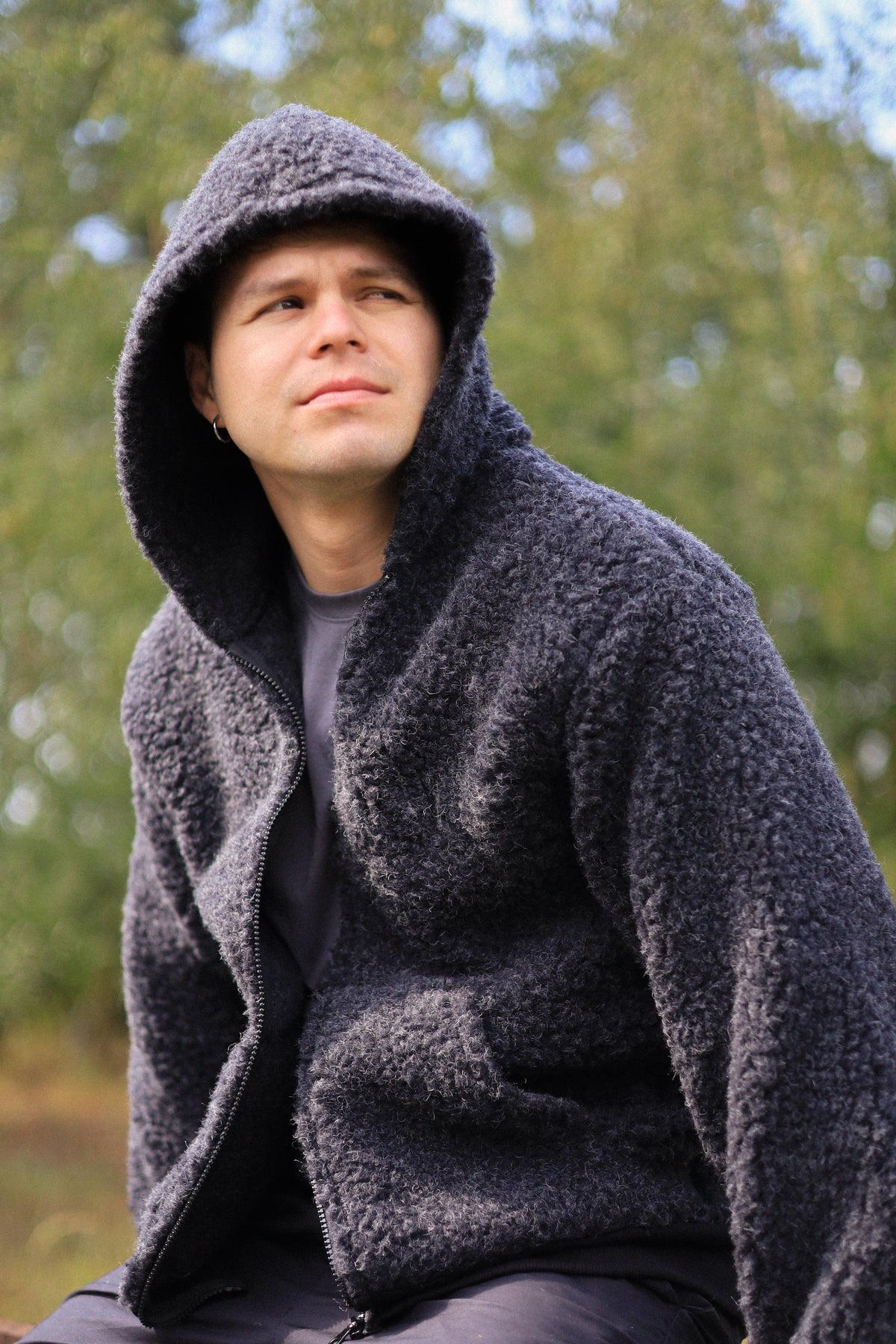 SHERPA – Men's Merino Wool Teddy Jacket – Black
