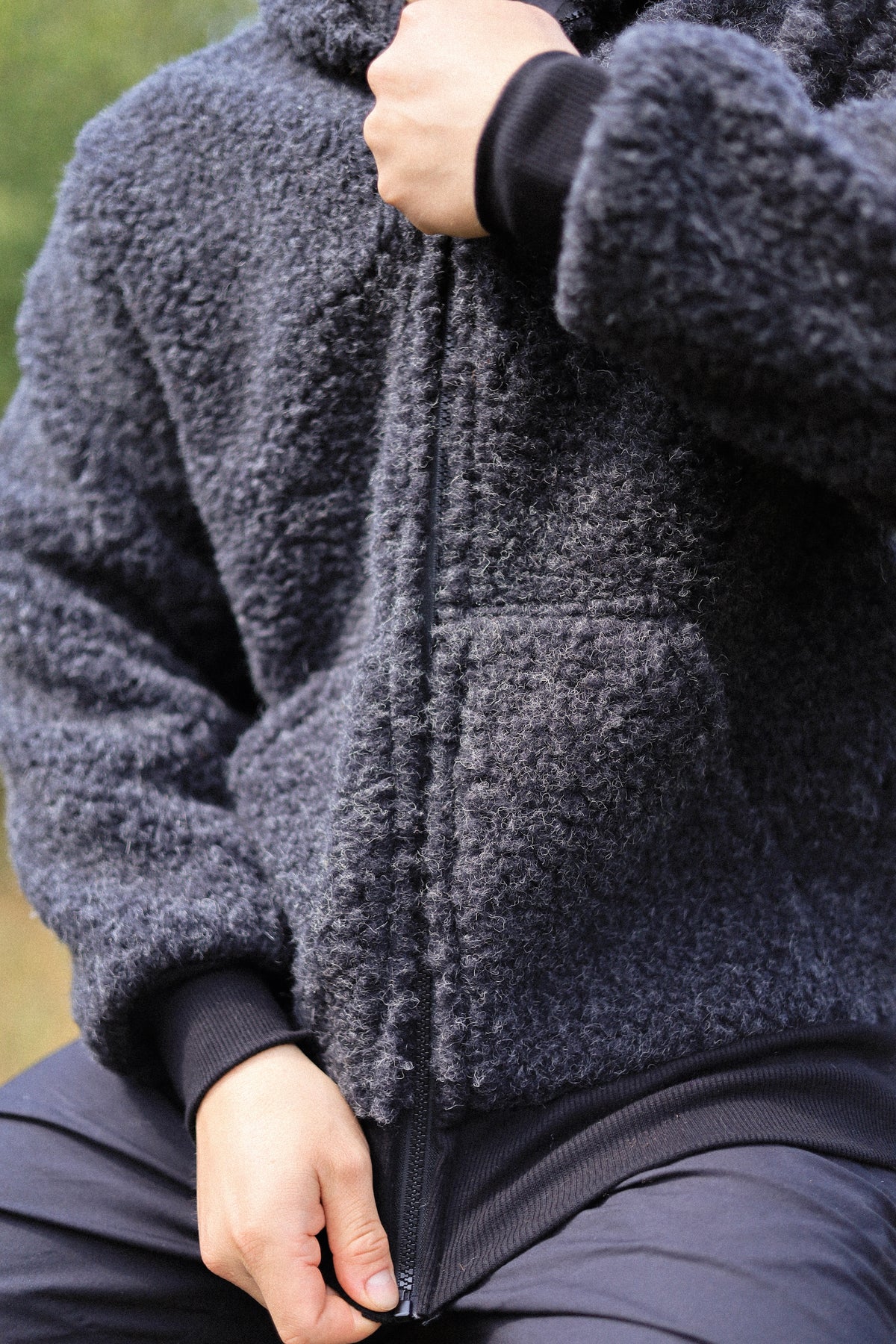 SHERPA – Men's Merino Wool Teddy Jacket – Black