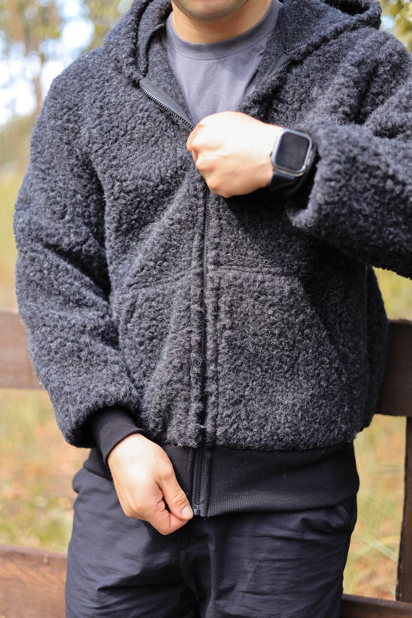 SHERPA – Men's Merino Wool Teddy Jacket – Black