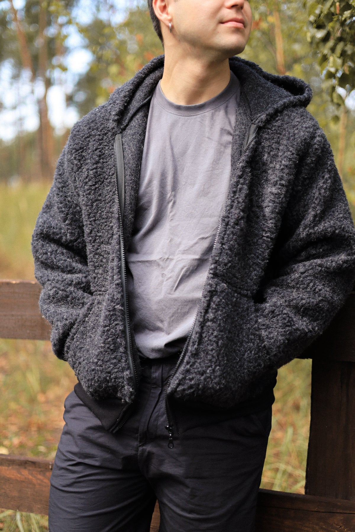 SHERPA – Men's Merino Wool Teddy Jacket – Black